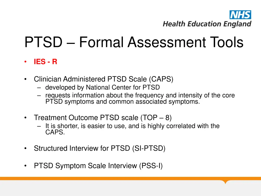 ptsd formal assessment tools