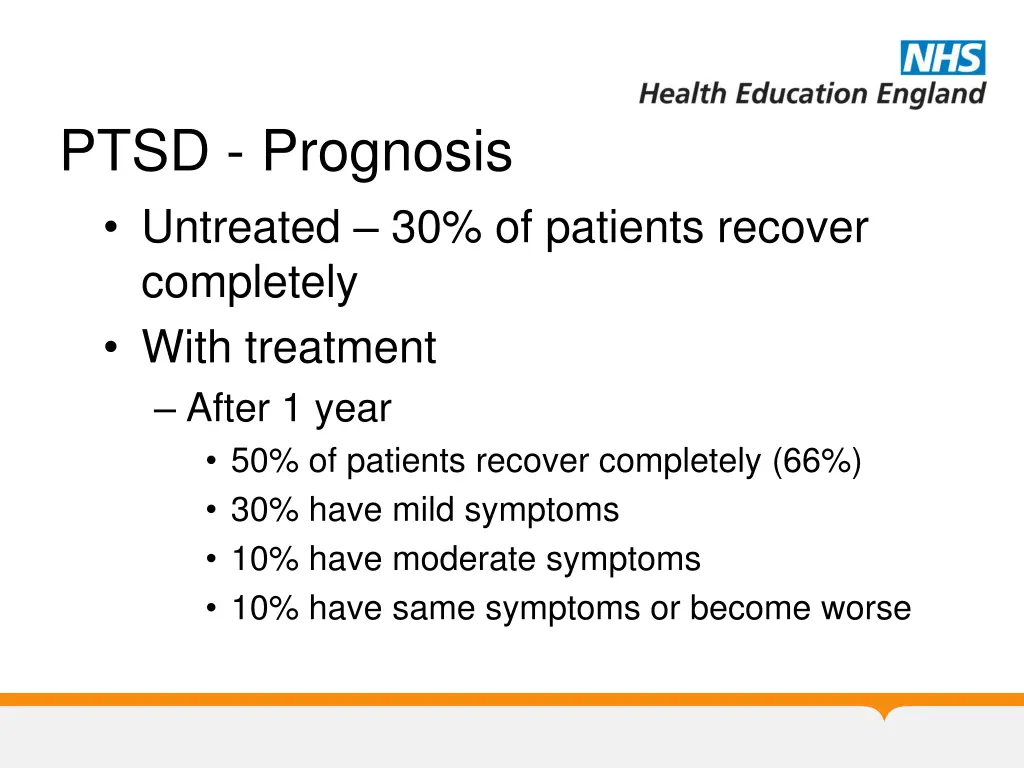ptsd prognosis untreated 30 of patients recover