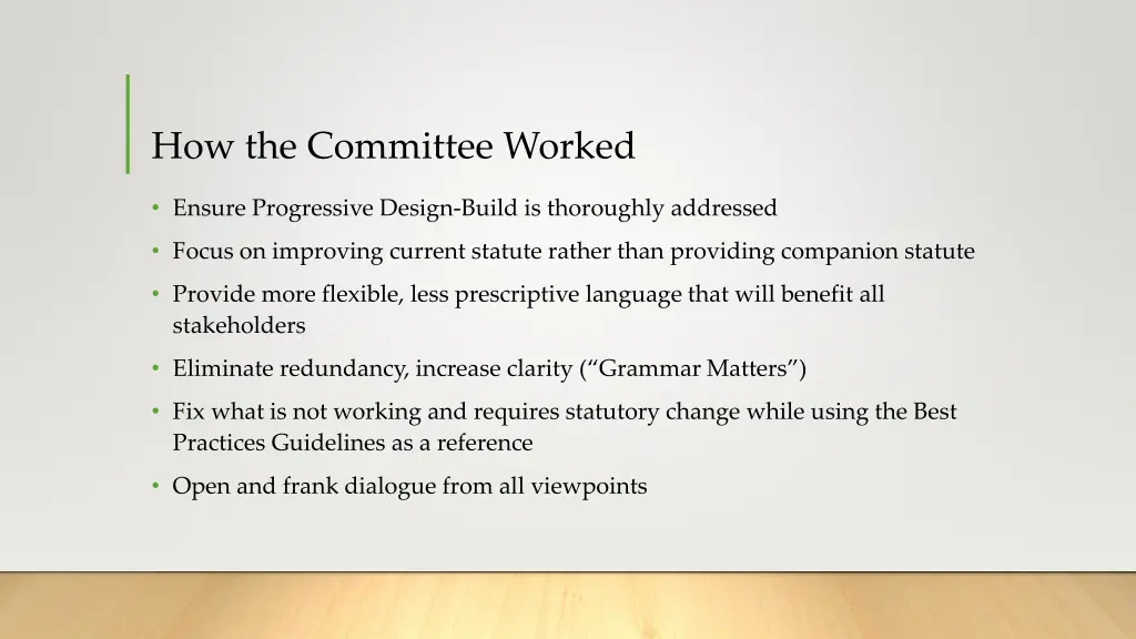 how the committee worked
