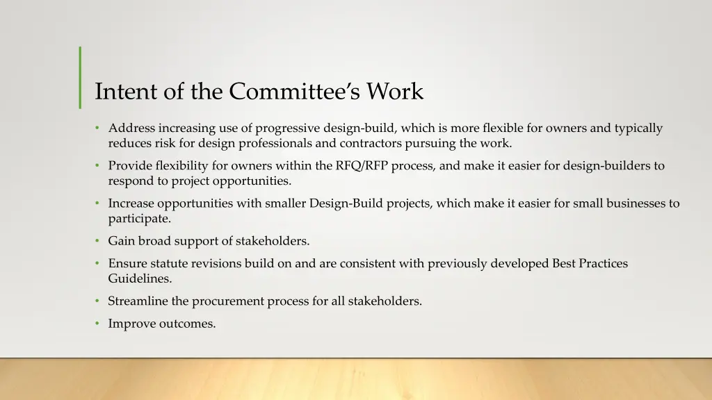 intent of the committee s work