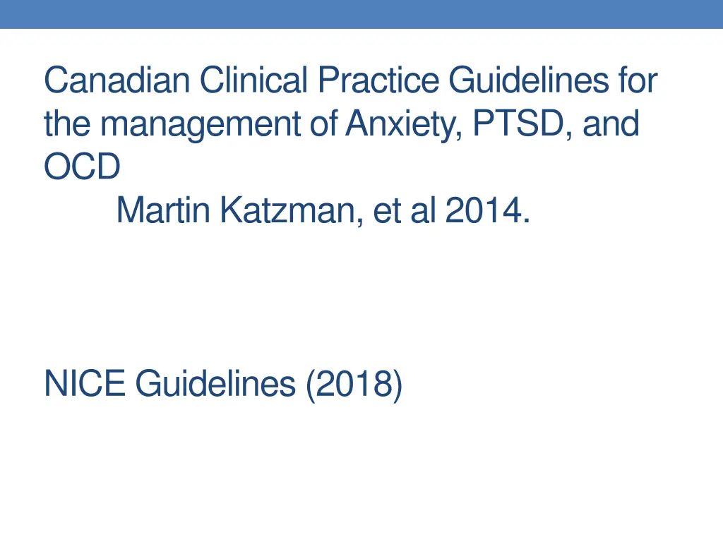 canadian clinical practice guidelines