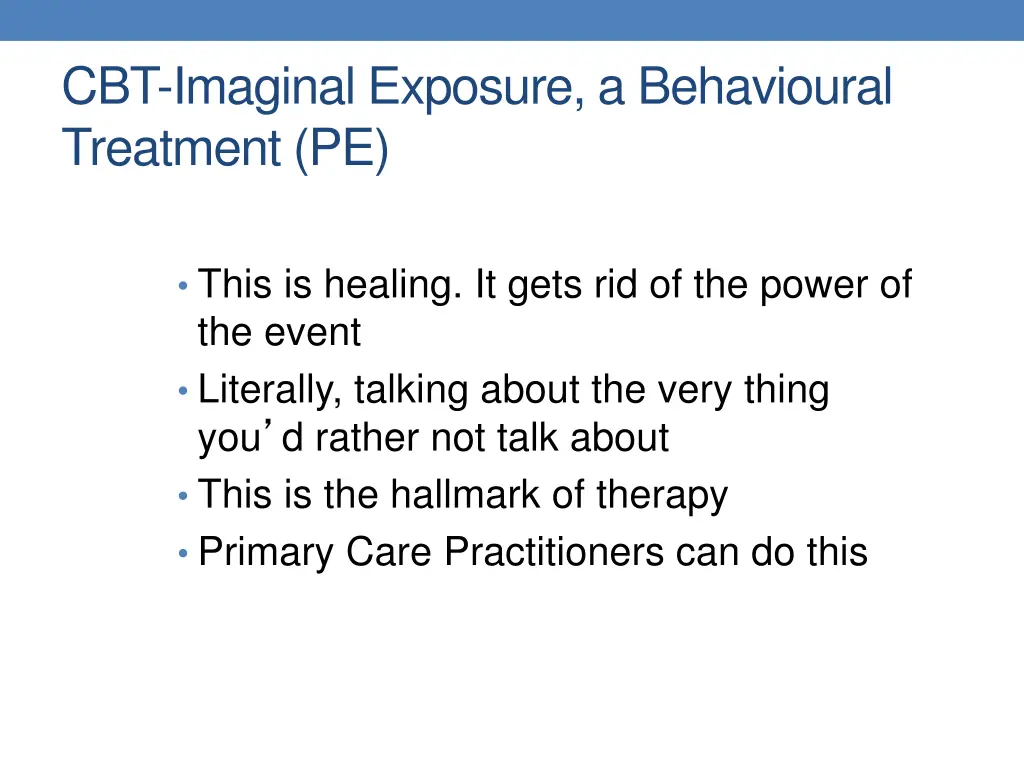 cbt imaginal exposure a behavioural treatment pe