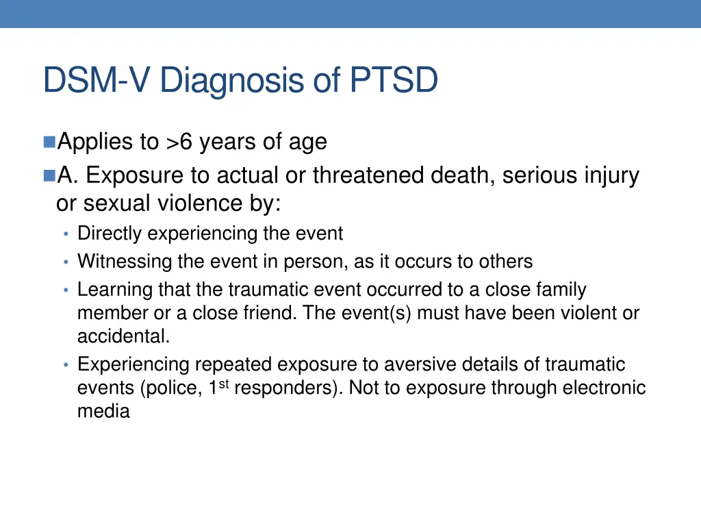 dsm v diagnosis of ptsd