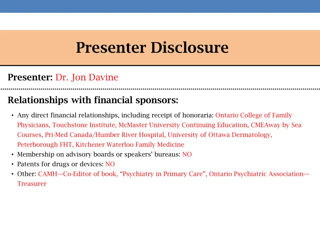 presenter disclosure