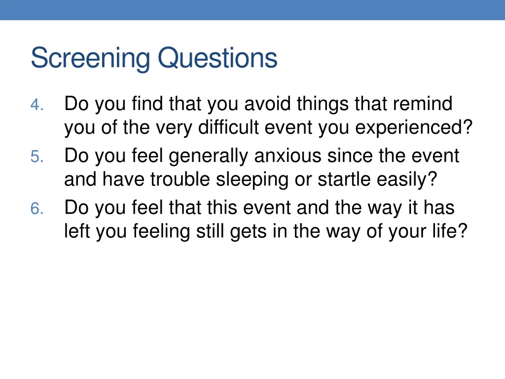 screening questions 1