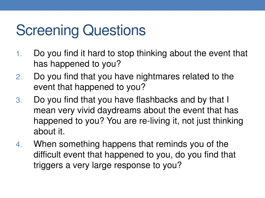 screening questions