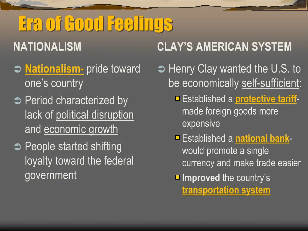 era of good feelings nationalism