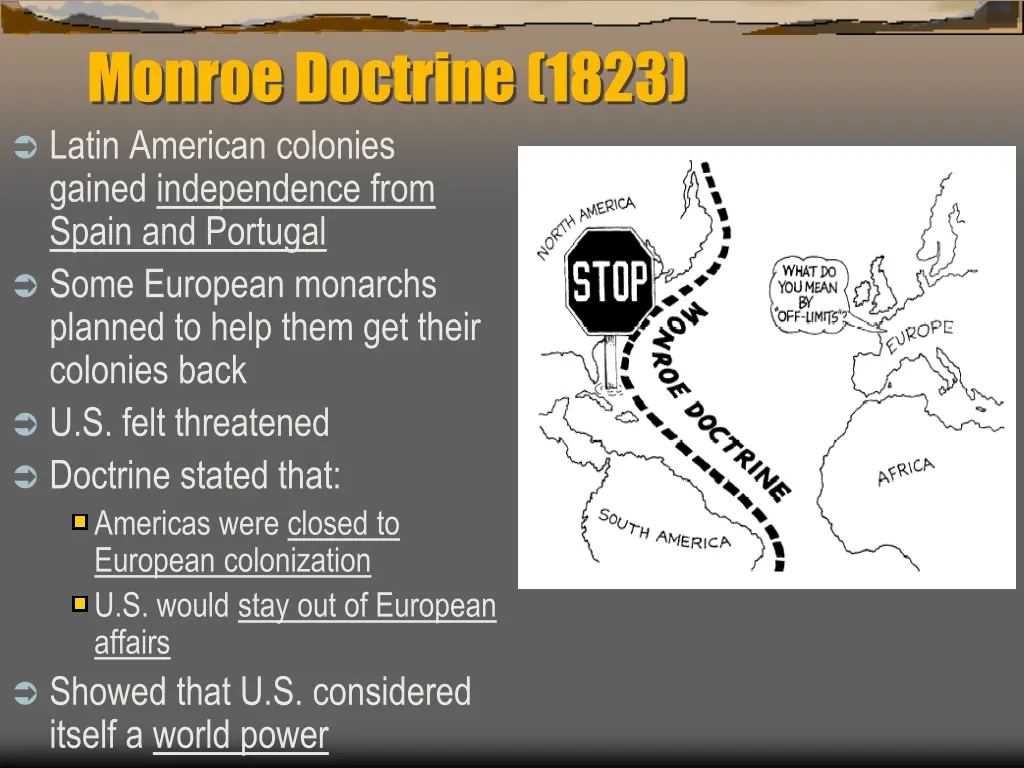 monroe doctrine 1823 latin american colonies