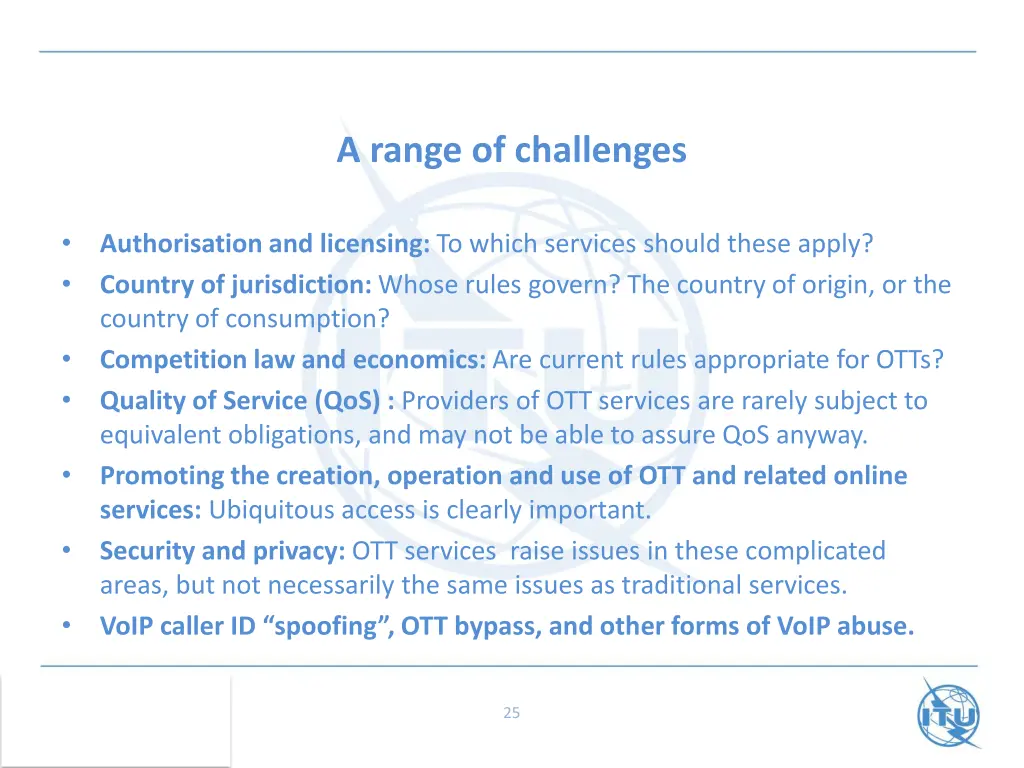 a range of challenges