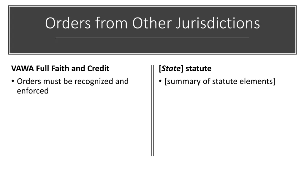 orders from other jurisdictions