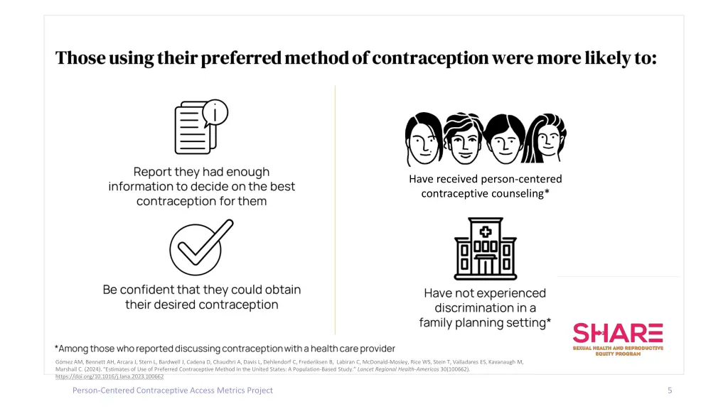 have received person centered contraceptive