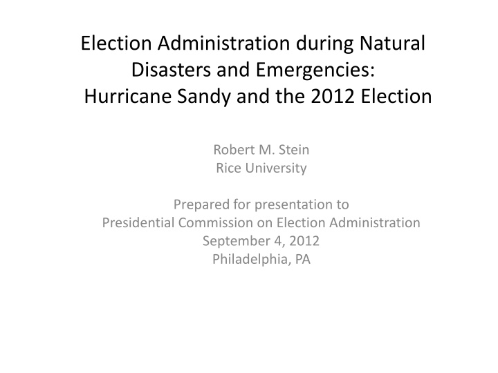 election administration during natural disasters
