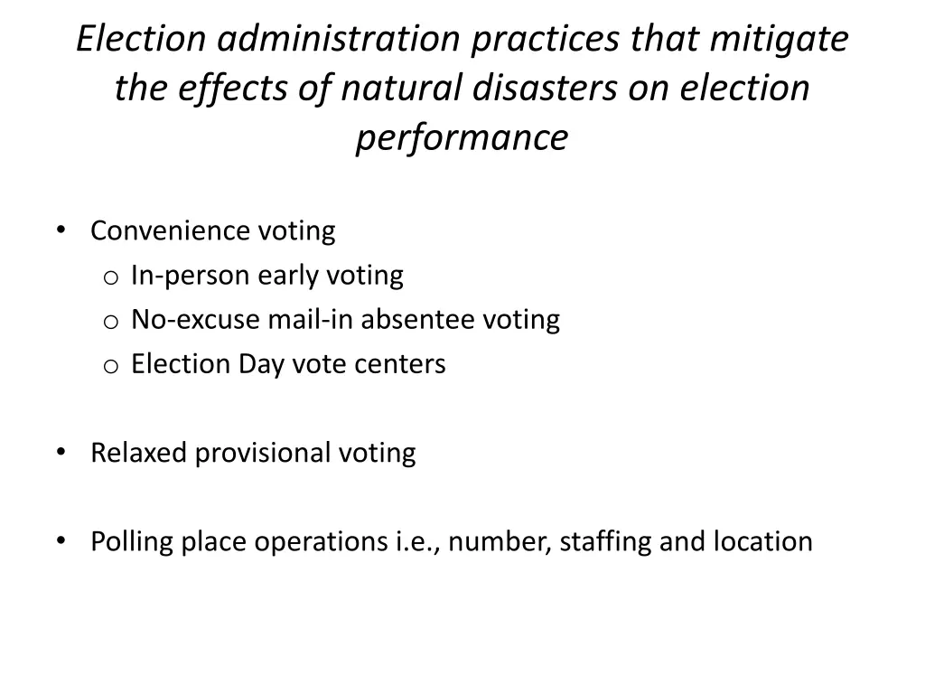 election administration practices that mitigate