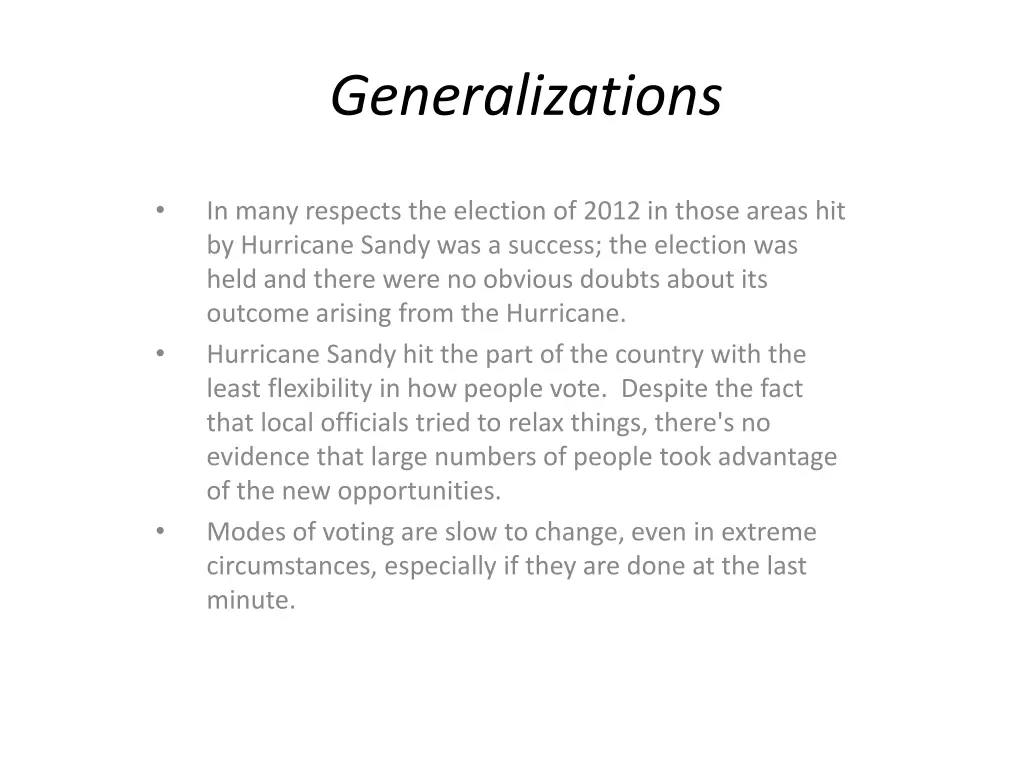generalizations