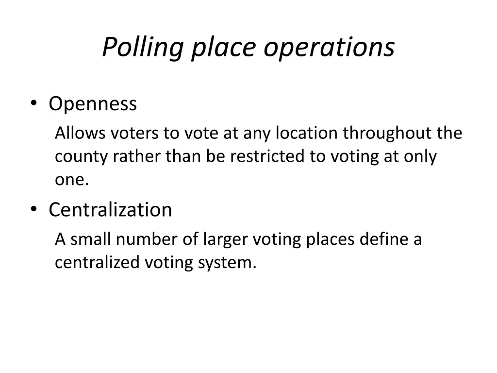 polling place operations