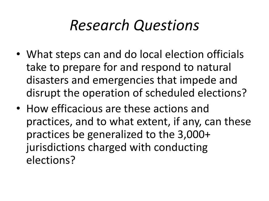 research questions