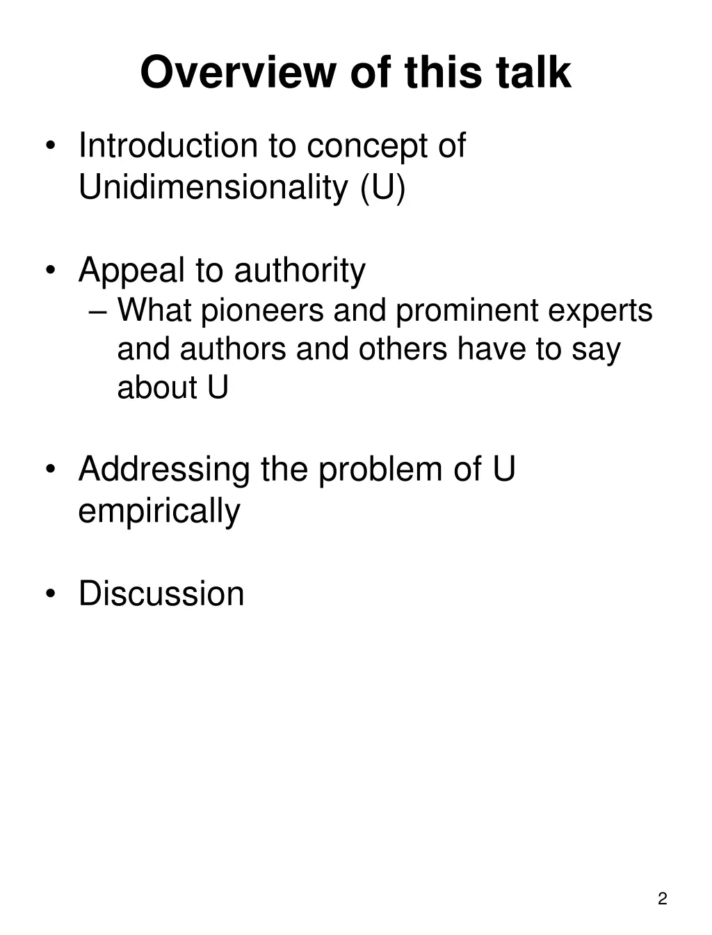 overview of this talk