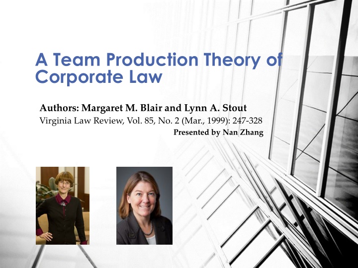 a team production theory of corporate law
