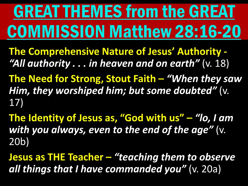 great themes from the great commission matthew 8