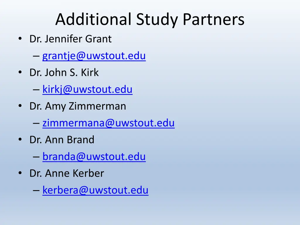 additional study partners dr jennifer grant