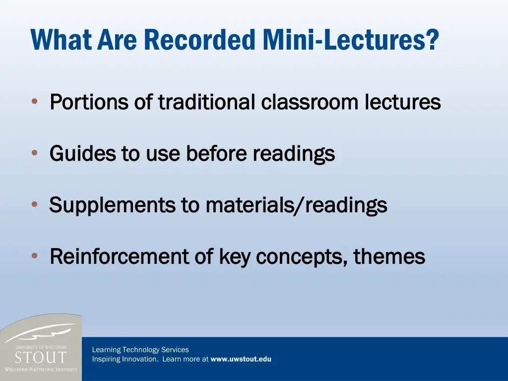 what are recorded mini lectures