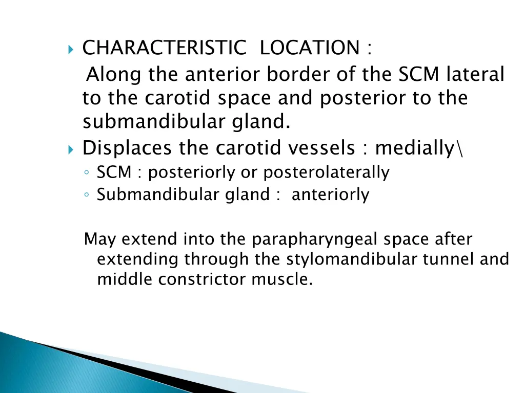 characteristic location along the anterior border