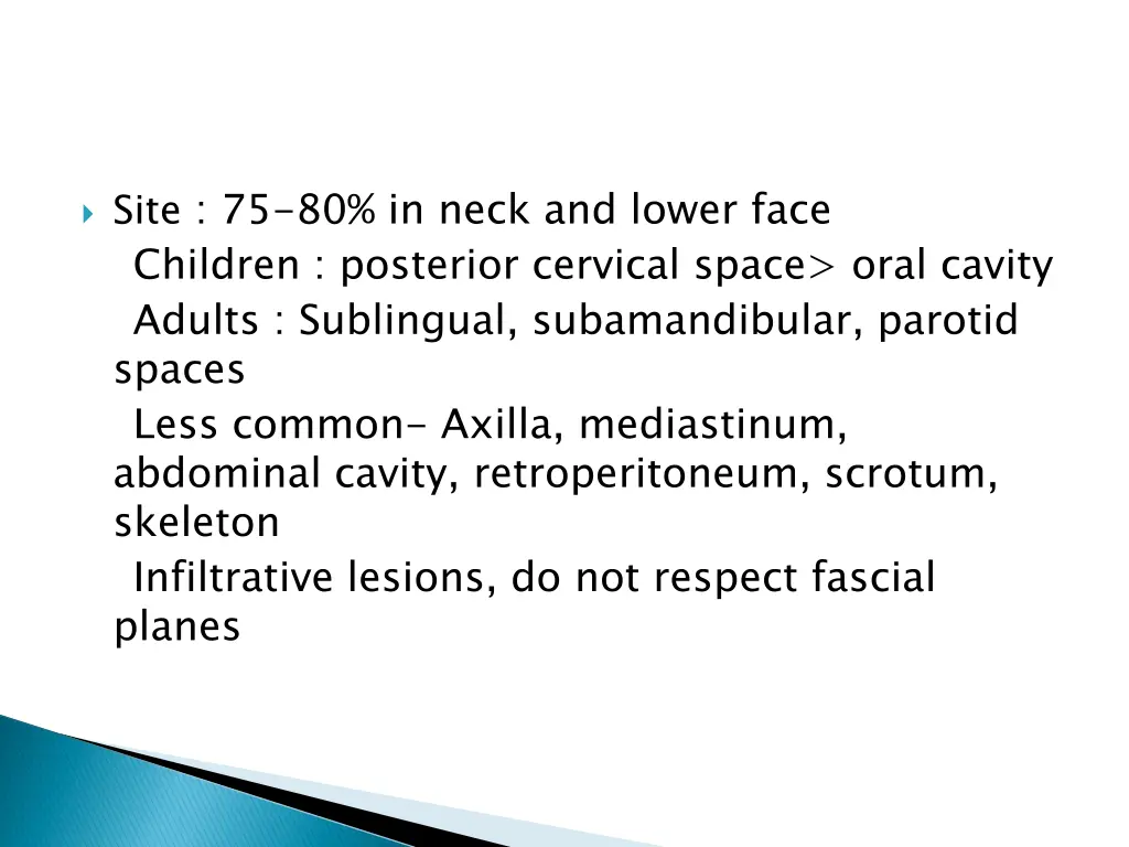 site 75 80 in neck and lower face children