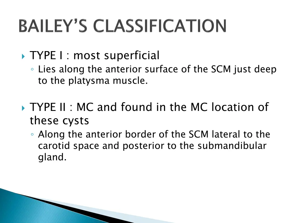 type i most superficial lies along the anterior