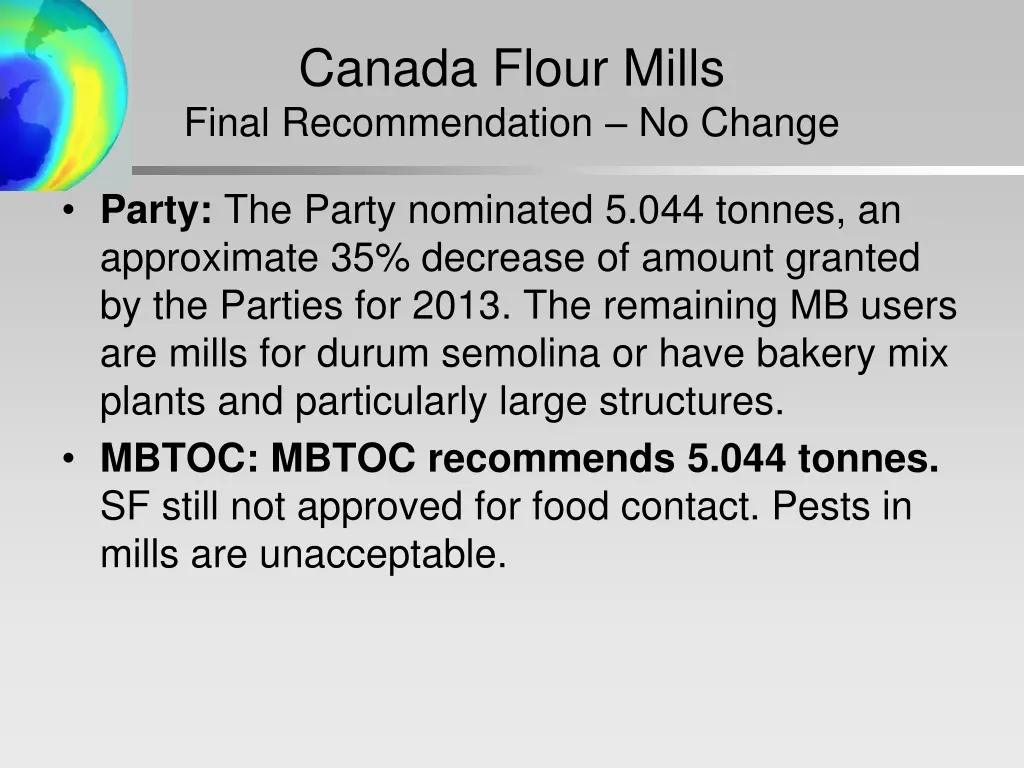 canada flour mills final recommendation no change