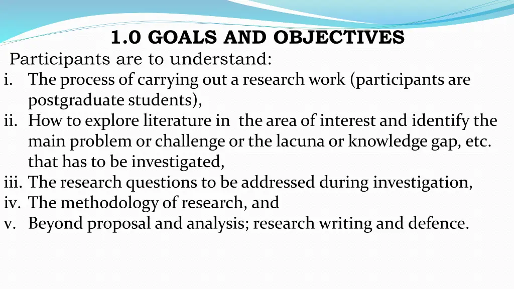 1 0 goals and objectives participants