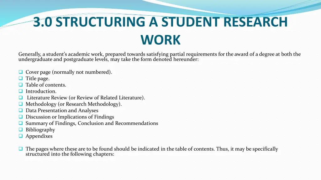 3 0 structuring a student research work