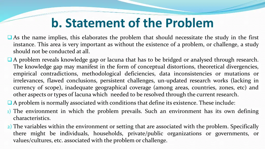 b statement of the problem