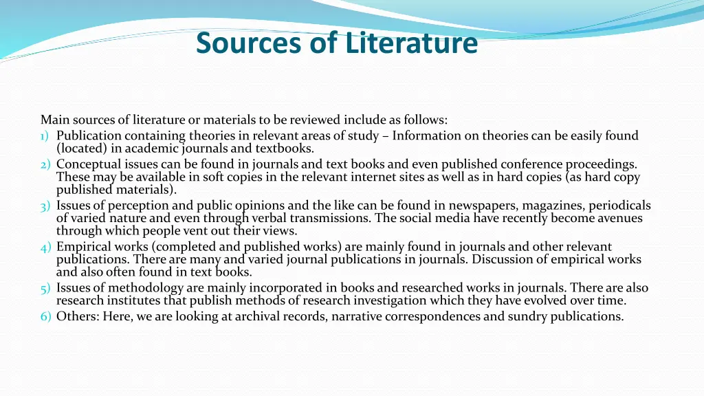 sources of literature