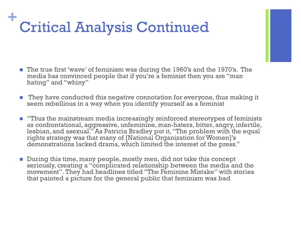 critical analysis continued