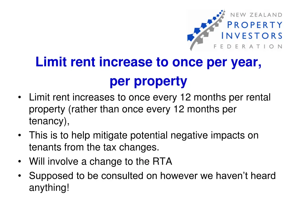 limit rent increase to once per year per property