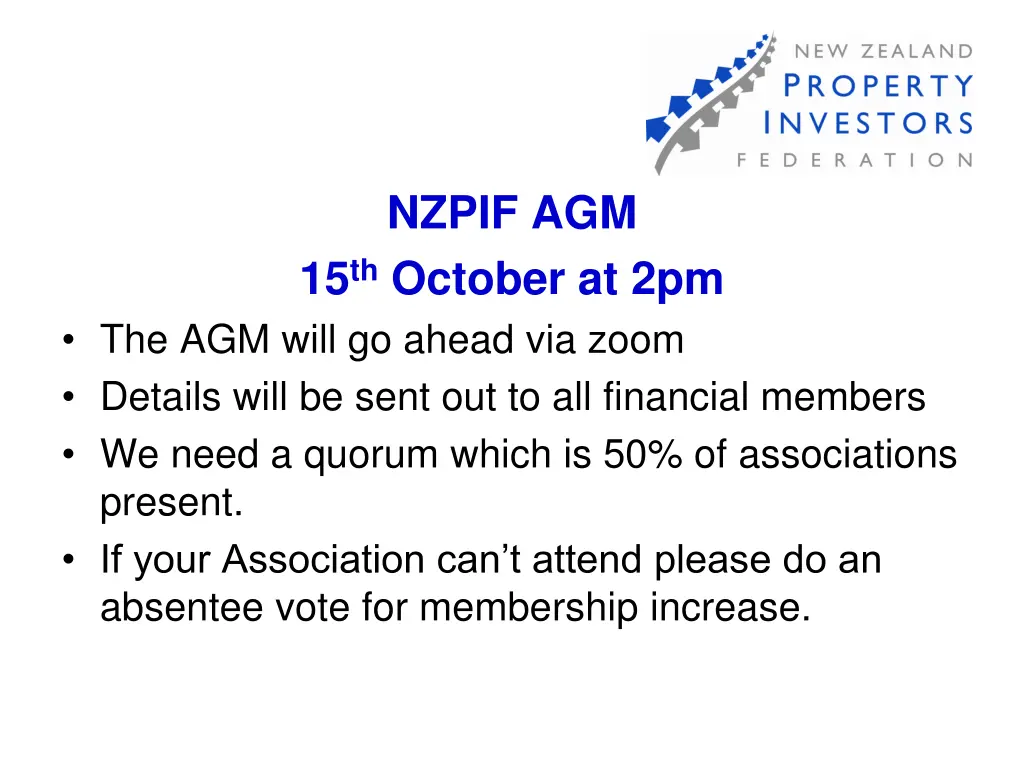 nzpif agm 15 th october at 2pm