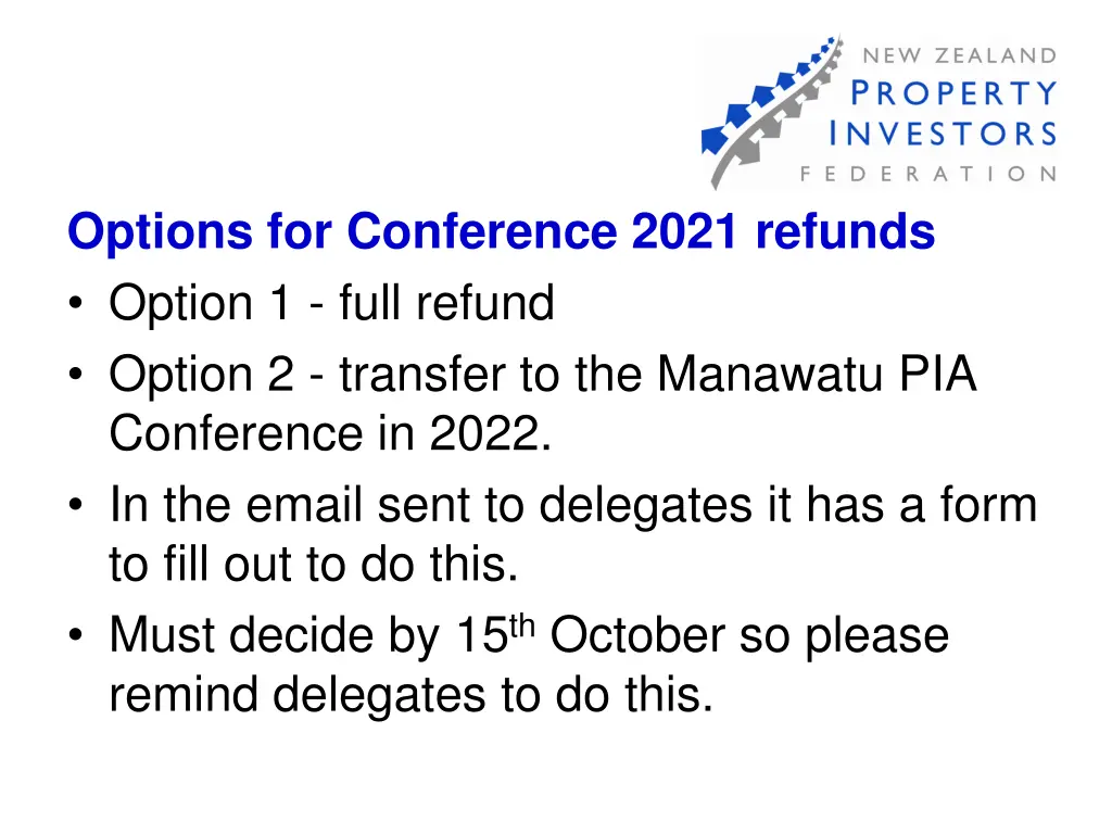 options for conference 2021 refunds option 1 full