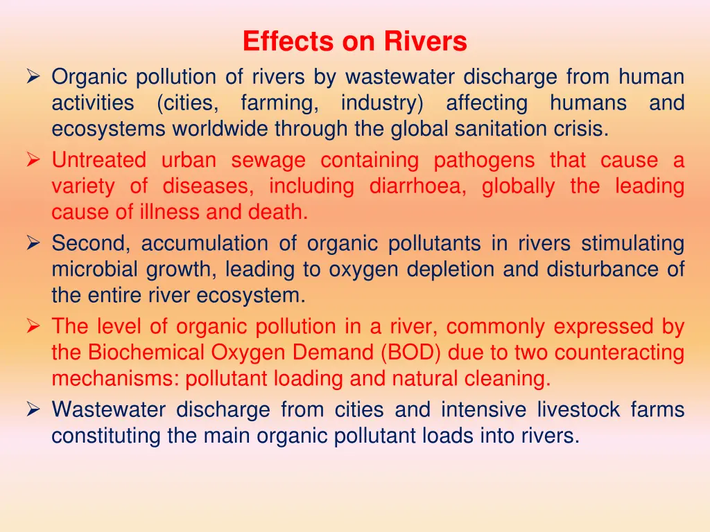 effects on rivers