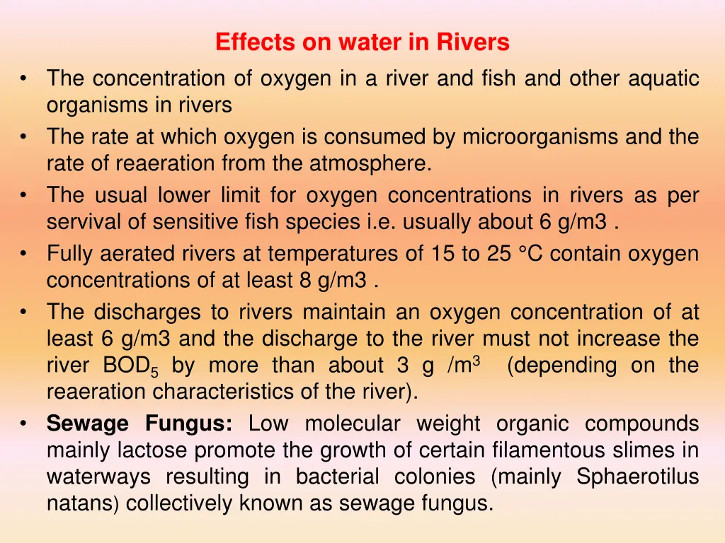 effects on water in rivers
