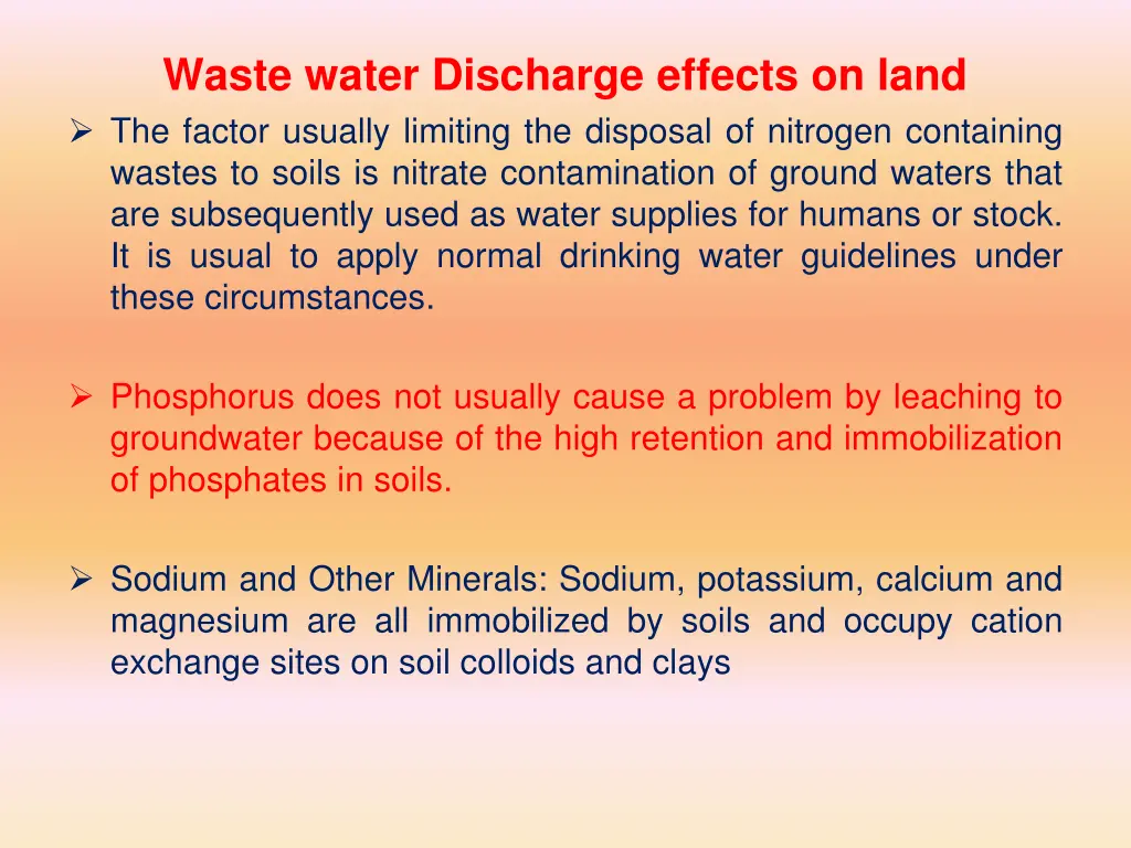 waste water discharge effects on land the factor