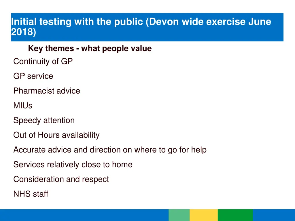 initial testing with the public devon wide