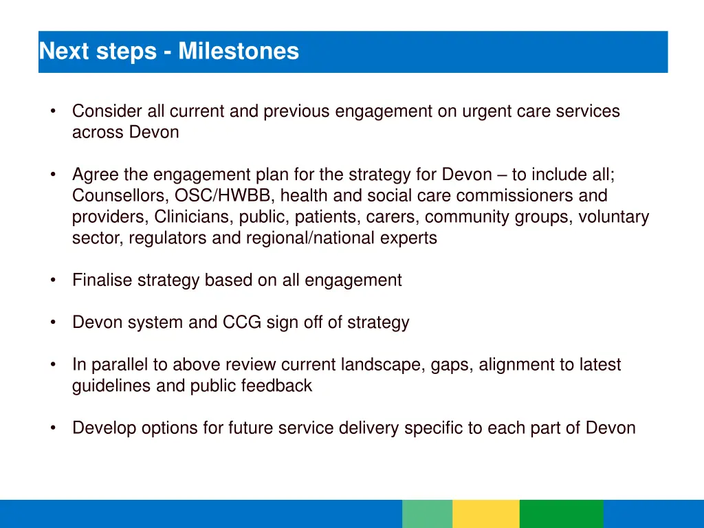 next steps milestones