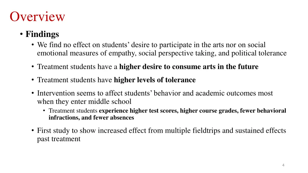 overview findings we find no effect on students