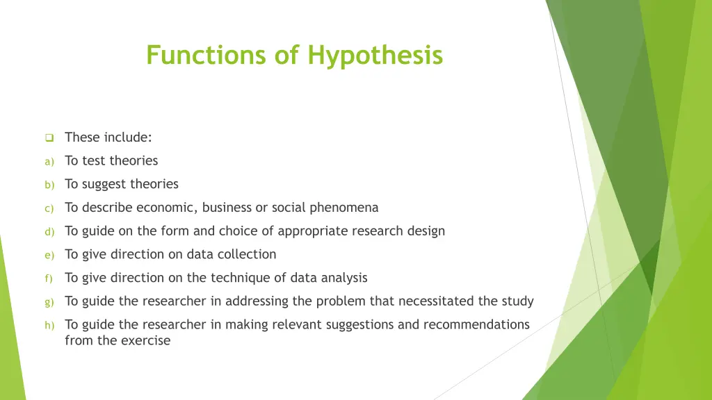 functions of hypothesis