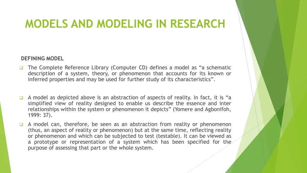 models and modeling in research