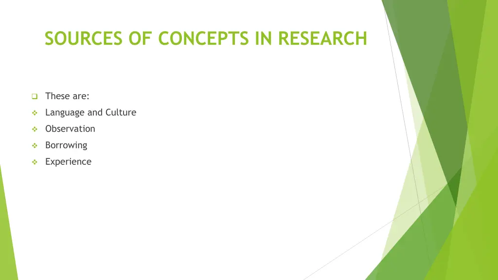sources of concepts in research