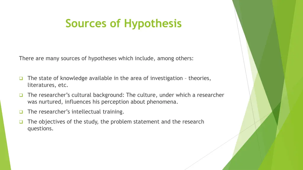 sources of hypothesis