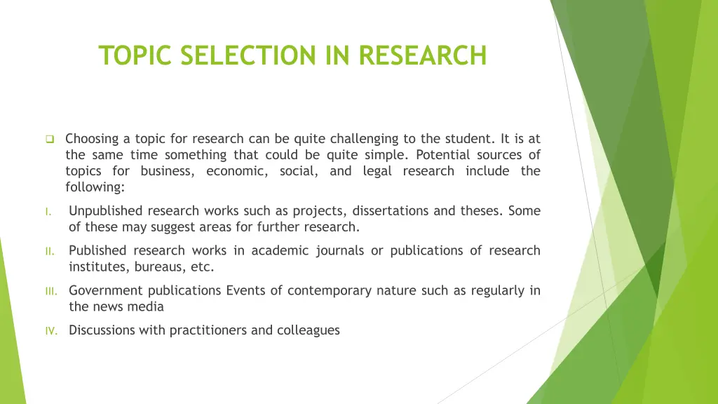 topic selection in research