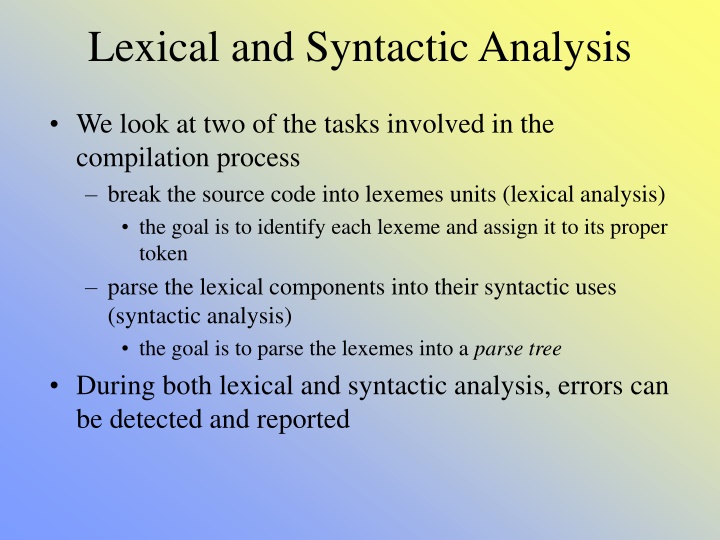lexical and syntactic analysis