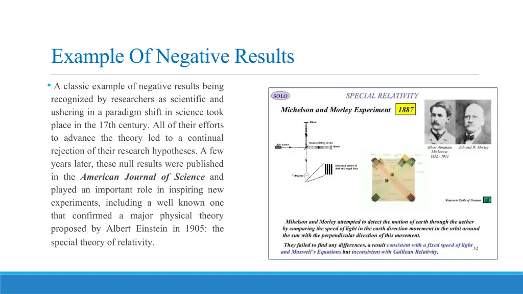 example of negative results a classic example